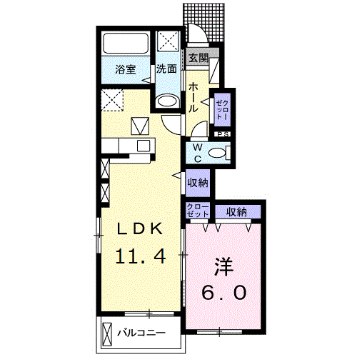 クラス メール ルアナ Ⅱ(1LDK/1階)の間取り写真