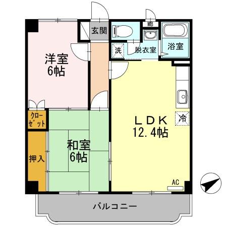 レジデンスエコー(2LDK/4階)の間取り写真