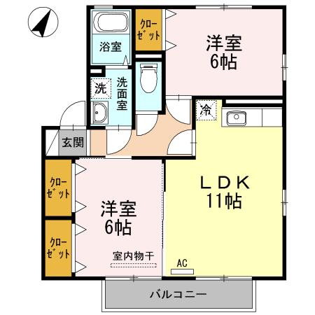 パルコート(2LDK/2階)の間取り写真