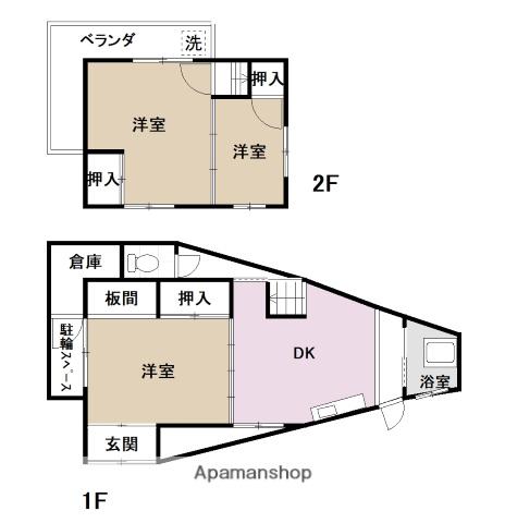 広島県呉市 2階建 築61年(3DK)の間取り写真