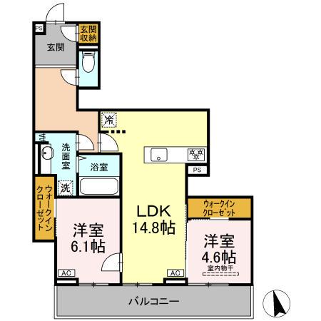 ヒロ・ブランシェ(2LDK/3階)の間取り写真