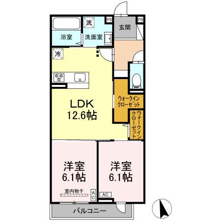 ヒロ・ブランシェ(2LDK/3階)の間取り写真