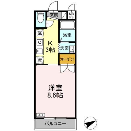 ピンフィール一番館(1K/2階)の間取り写真