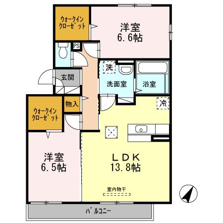 クレール古新開(2LDK/3階)の間取り写真