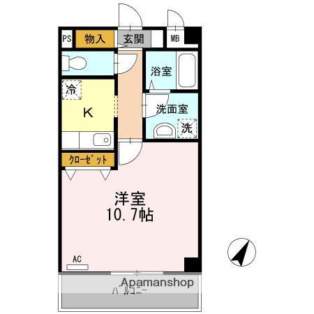 呉線 新広駅 徒歩19分 3階建 築18年(1K/2階)の間取り写真