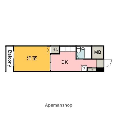 第2原本ビル(1DK/2階)の間取り写真