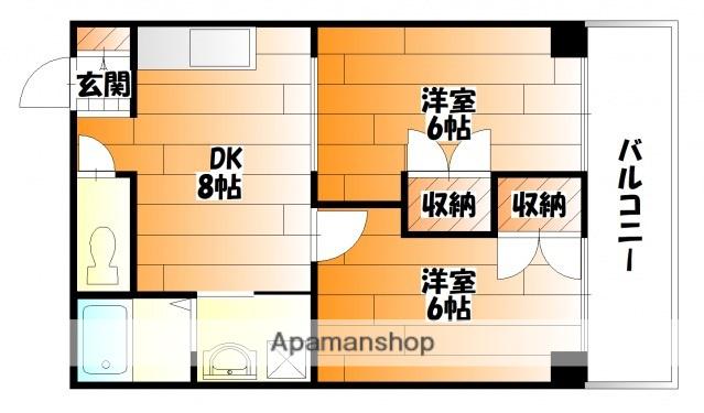 ラ・ポルト旭(2DK/2階)の間取り写真