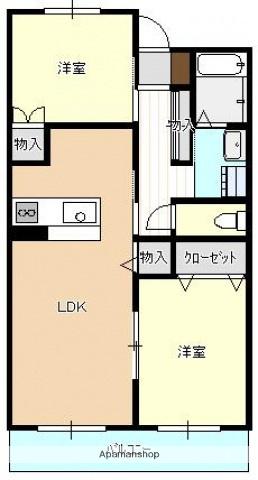 第1西本ビル(2LDK/1階)の間取り写真