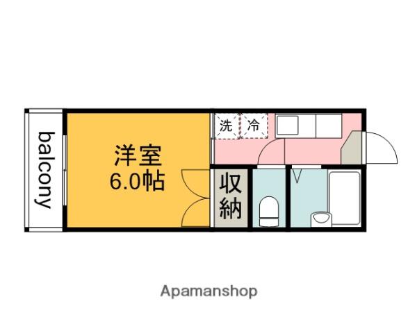 サマックスセシオン(1K/2階)の間取り写真