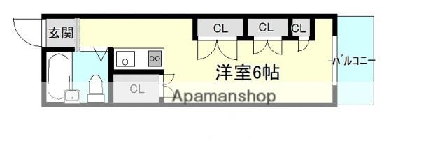 カーサ平野町(ワンルーム/2階)の間取り写真