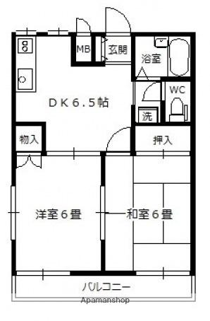 シャトーエスポワール(2DK/2階)の間取り写真
