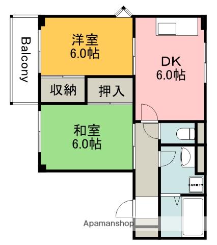 グリーンヒルズ丹那(2DK/1階)の間取り写真