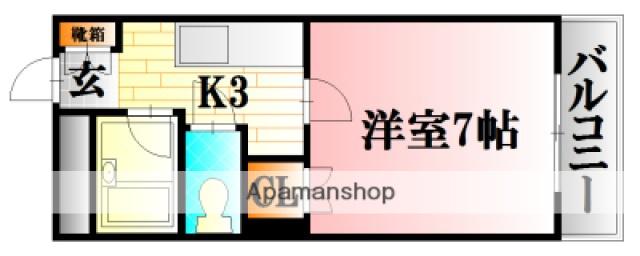 第二大内ビル(1K/2階)の間取り写真