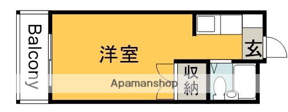 パインハウスⅠ(ワンルーム/1階)の間取り写真