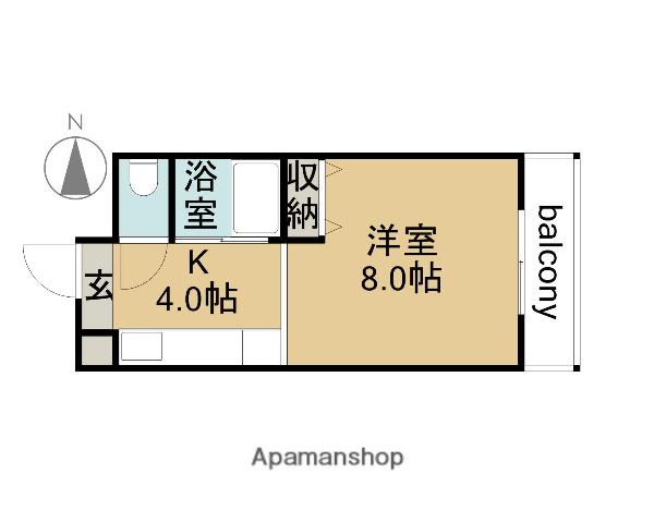 パティシェール吉川Ⅱ(1K/1階)の間取り写真