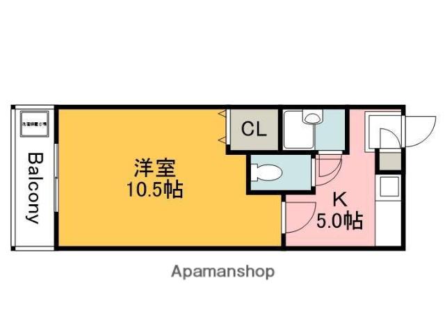 第一タウン皆賀(1DK/3階)の間取り写真