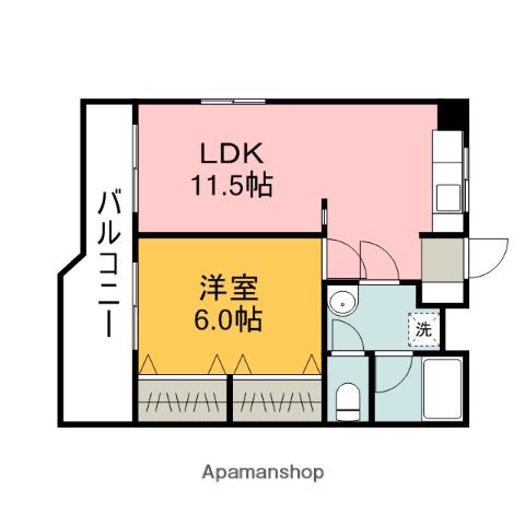 田中ビル(1LDK/4階)の間取り写真