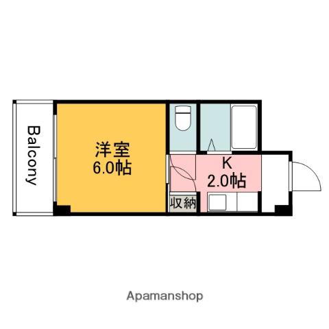 ファミール牛田(ワンルーム/2階)の間取り写真