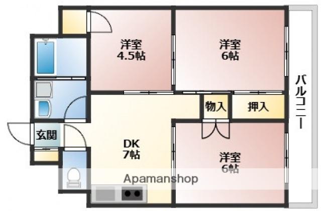 横川ラックビル(3DK/7階)の間取り写真