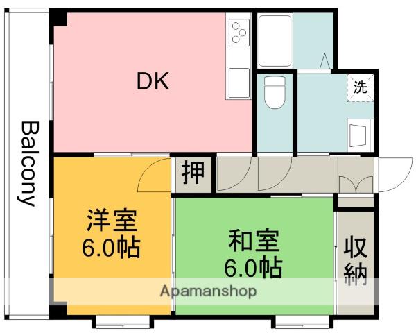 西村ビル(2DK/2階)の間取り写真