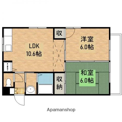 カーサドミー(2LDK/3階)の間取り写真