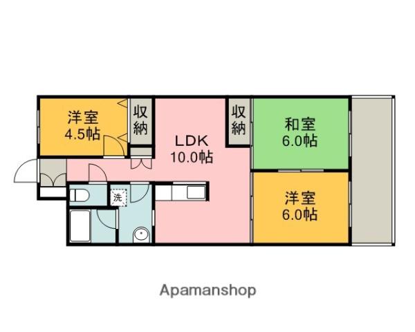 ジョイパレス高取駅前(3LDK/3階)の間取り写真
