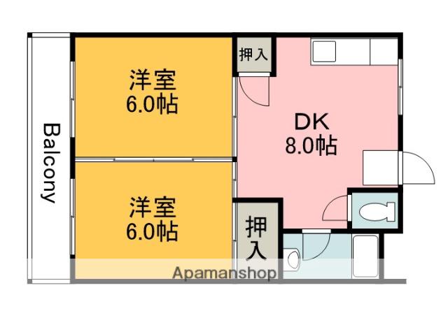 新原第1マンション(2DK/3階)の間取り写真