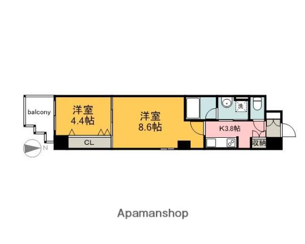 アルル国泰寺(2K/6階)の間取り写真