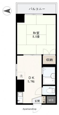 八幡ビル(1DK/3階)の間取り写真