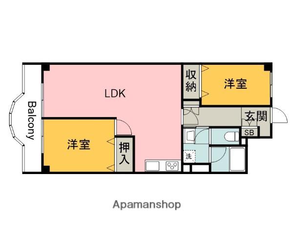 日商岩井光町ハイツ(2LDK/3階)の間取り写真