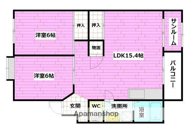 カルチェ堀田NO.1(2LDK/2階)の間取り写真