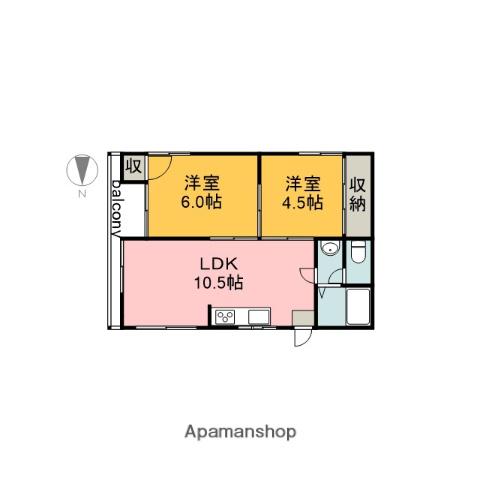 松岡マンション(2DK/4階)の間取り写真