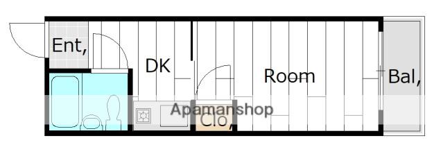 ハピネス三宅(1K/3階)の間取り写真