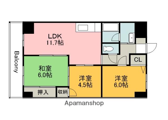 シャルマン財官Ⅰ(3LDK/4階)の間取り写真