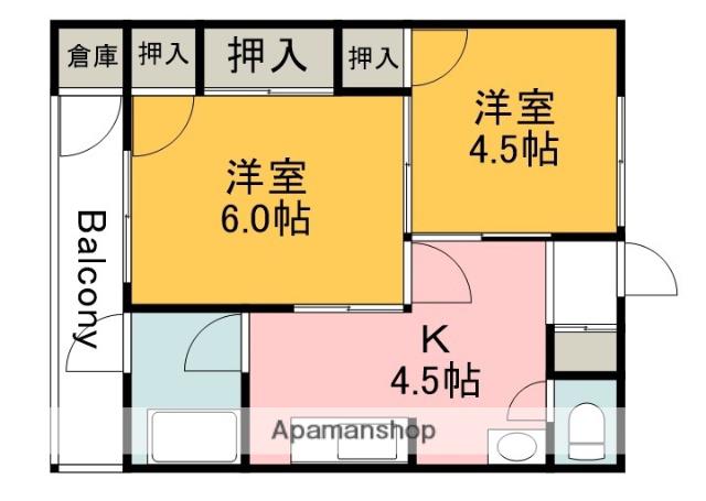 大宮蓑代コーポ(1K/4階)の間取り写真