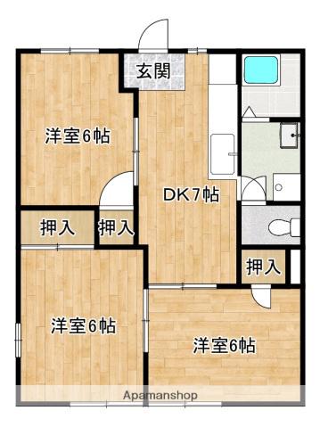 ニューシティ久保田(3DK/2階)の間取り写真