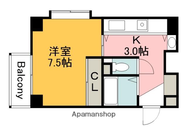 MKフラット(1K/5階)の間取り写真