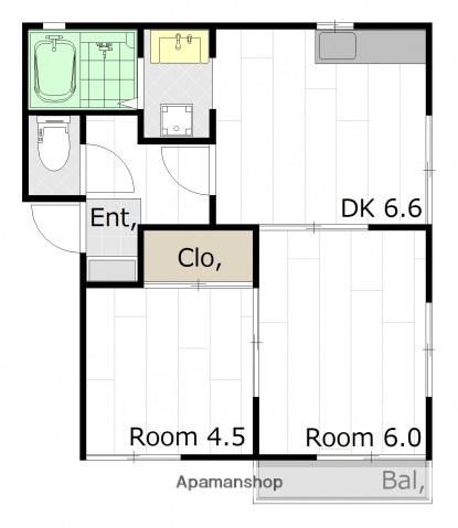 フレグランス櫻井(2DK/1階)の間取り写真