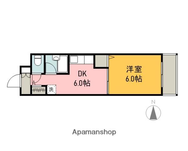 グランドール西旭町(1DK/5階)の間取り写真