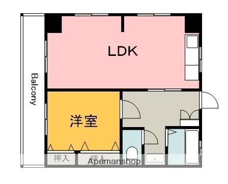 益ビル(1LDK/2階)の間取り写真