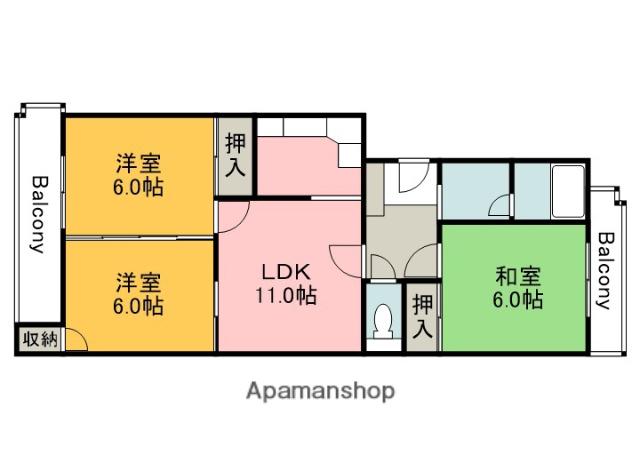 ソレーユ三筋(3LDK/1階)の間取り写真