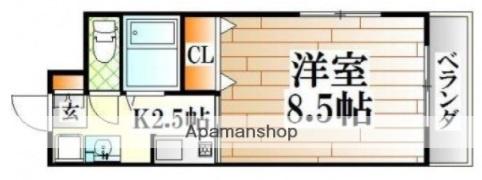 グランヴェル明和(1K/4階)の間取り写真