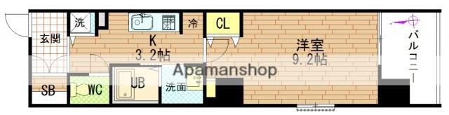 グラビスコート上幟町(1K/3階)の間取り写真