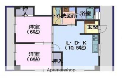 桝井ビル(2LDK/2階)の間取り写真
