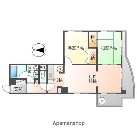 松川ビル(2LDK/3階)の間取り写真