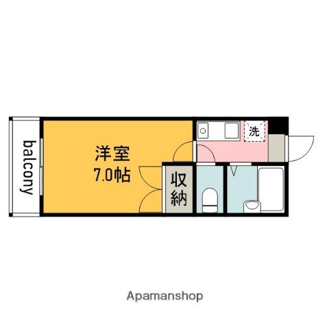 サンライズ三宅Ⅲ(1K/4階)の間取り写真