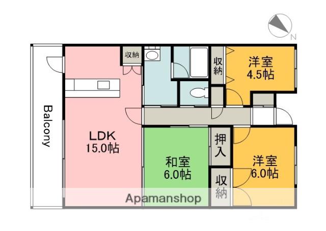 レジデンス大町西館(3LDK/2階)の間取り写真