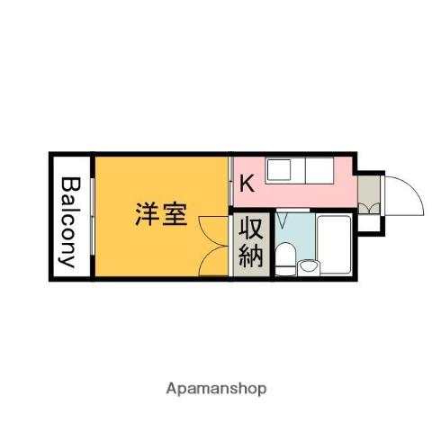 スカイコーポ温品(1K/4階)の間取り写真