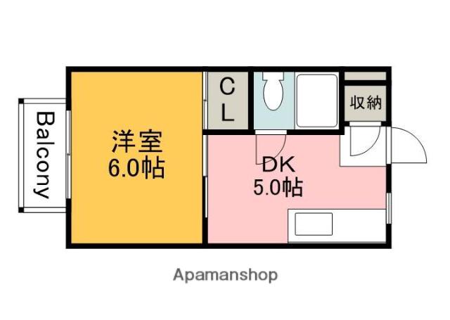 野地ハイツ(1DK/3階)の間取り写真