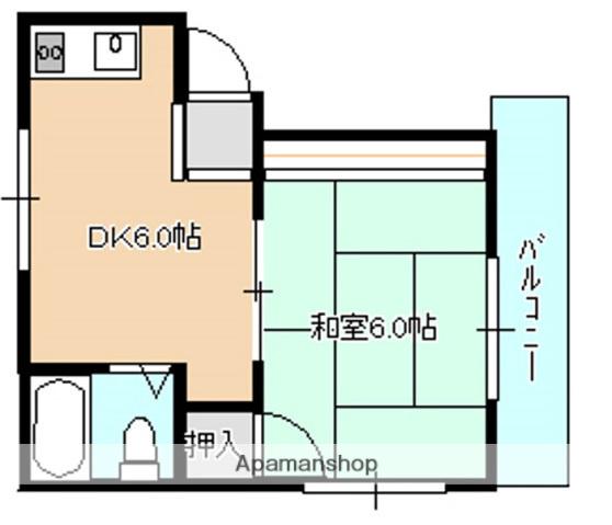 山下ビル(1DK/2階)の間取り写真